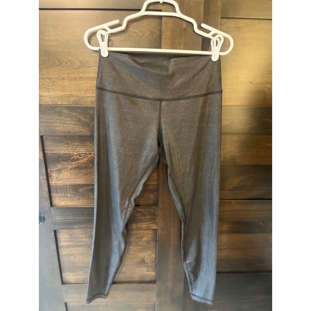 Lululemon Align High-Rise Pant 28 Metallic Ribbed Black Gold Leggings LW5GDNS 10